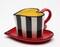 Ceramic Valentines Heart Shaped Striped Cup and Saucer, Gift for Her, Gift for Mom, Gift for Friend or Coworker, Tea Party Décor, Café Decor